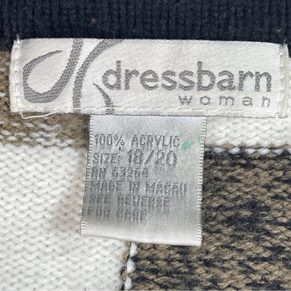 Dressbarn plus size 18/20 black gold white acrylic checkered zip cardigan EUC - Picture 13 of 15